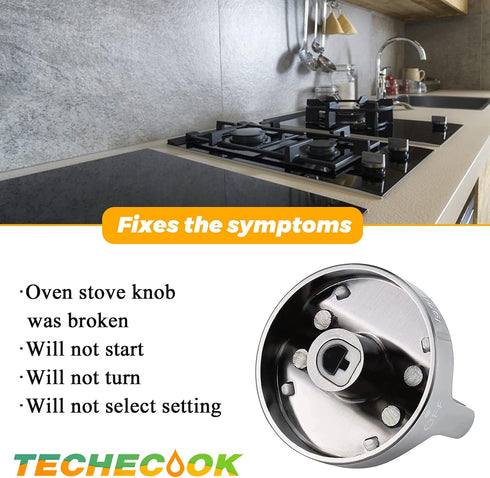 Techecook Upgraded Gas Stove Knobs Replacement for Whirlpool Gas Range, 5PACKS W10766544 W10430807