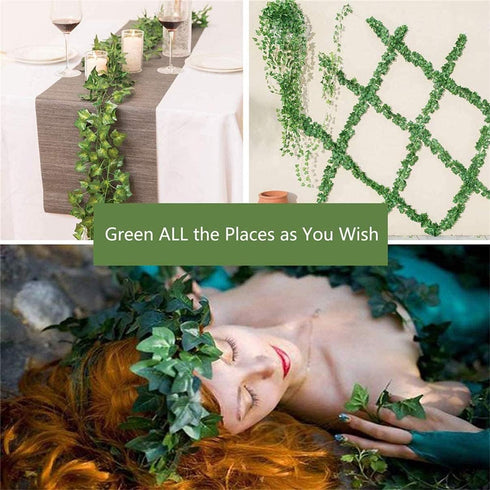 12 Pack Fake Vines with 100 LED String Light, Artificial Ivy Garland Hanging Plants for Bedroom Aesthetic Decor