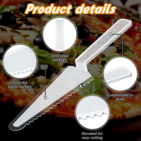 Suclain 50 Pieces Clear Disposable Plastic Cake Cutter, 9.1 Inch Serving Utensils for Kitchen Wedding
