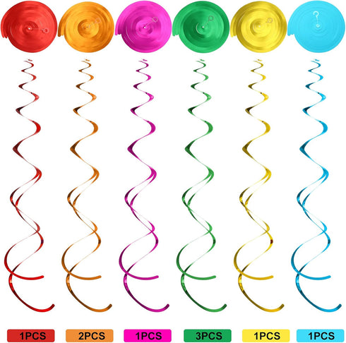 Outus 30 Pieces Hawaiian Luau Birthday Party Hanging Swirl Decorations, Tropical Palm Flamingo Foil Ceiling Decor