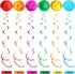 Outus 30 Pieces Hawaiian Luau Birthday Party Hanging Swirl Decorations, Tropical Palm Flamingo Foil Ceiling Decor