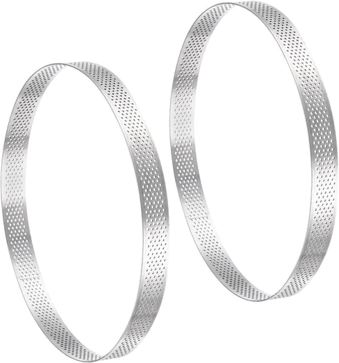 uxcell 2pcs Stainless Steel Cake Rings for Baking, Perforated Mousse Ring, 7.8" Diameter