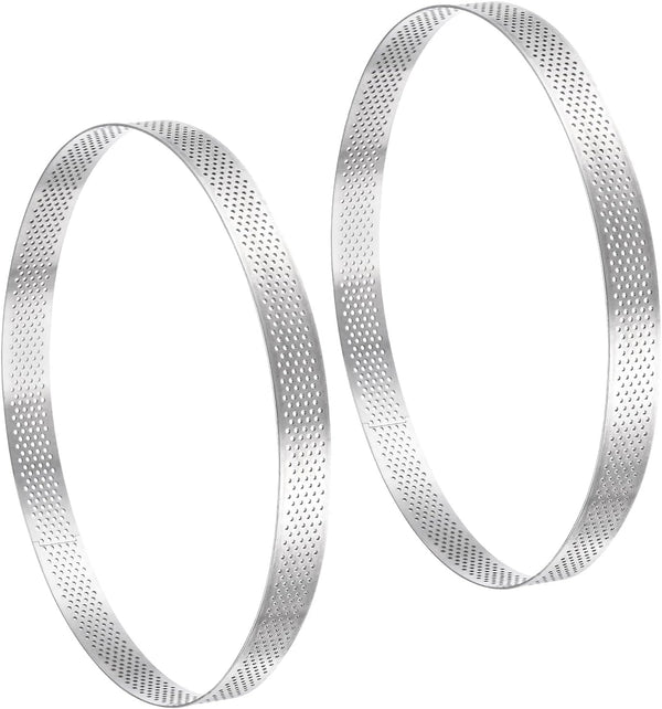 uxcell 2pcs Stainless Steel Cake Rings for Baking, Perforated Mousse Ring, 7.8" Diameter