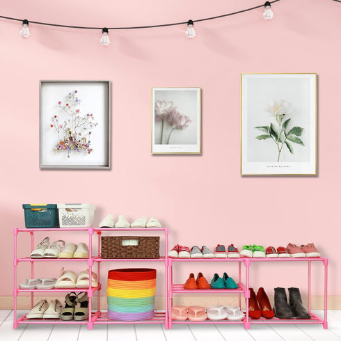 7-Tier 24 -30 Closet LNYZQUS Large Pink Shoe Rack, Pairs Tall Shoe Organizer Shelf, Kids Boots Stand Organizer