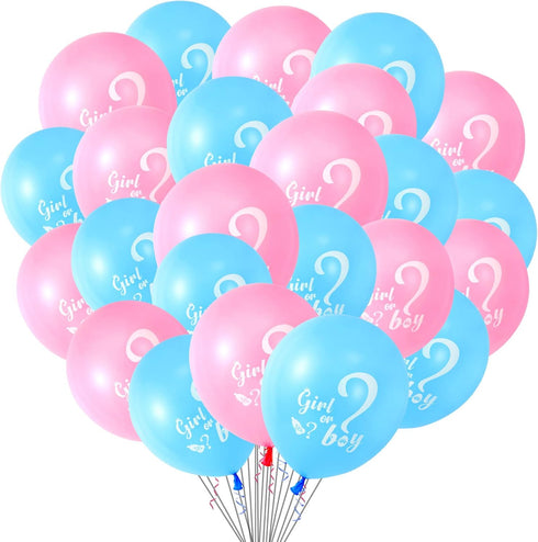 30 Pcs Gender Reveal Balloons, 12 Inches Pink Blue Latex Balloons for Baby Shower Themed Decorations