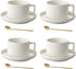 8 Ounce Cappuccino Cups Set of 4, Latte Mugs with Saucers and