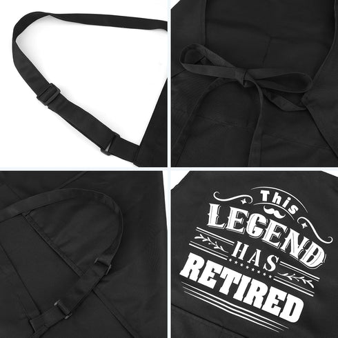 This Legend Has Retired Apron, Funny BBQ Apron with 2 Pockets, Waterproof Dad Cooking Apron for Grilling