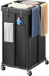 Laundry Hamper with Wheels, Rolling Laundry Basket with Metal Frame and Removable
