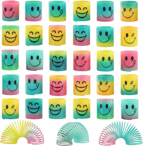 Fun-Here 30 Pack Spring Rainbow Magic Fidget Stress Coil Mini Springs Bulk Toys