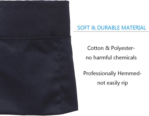 BOHARERS Black Waist Apron with 3 Pockets - Short Aprons for Waitress Waiter Server