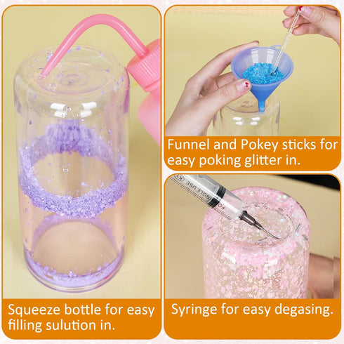 20 Oz 9 Pack Maucircol Acrylic Snowglobe Tumbler Including DIY Kit, Pre-Drilled Double Wall Plastic Snowglobe Cup