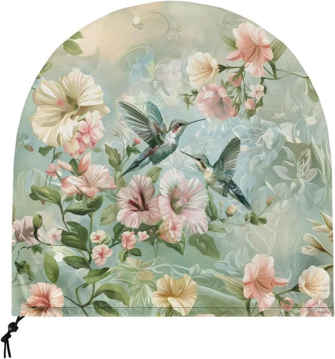 Hummingbird Hibiscus Print 24" Fan Cover, Industrial Fan Protection Cover for Wall Mount, Outdoor Waterproof