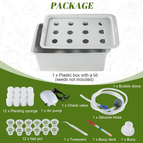 12 MAOPINER Indoor Hydroponic Grow Kit with Bubble Stone, Sites (Holes) Bucket, Air Pump, Sponges - Best Indoor Herb