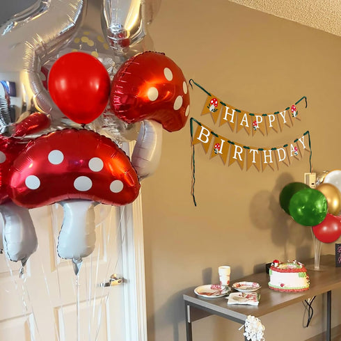 43 JeVenis PCS Mushroom Birthday Banner Party Decoration Mushroom Balloon Garden Party Birthday Banner Fairy Woodland