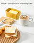 Hasense Large Ceramic Butter Dish with Sealing Lid, Yellow Airtight Butter Container for Countertop Storage