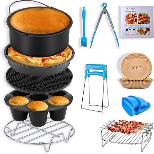 Air Fryer Accessories for COSORI Ninja Gourmia: 12 PCS Set with Oven Cake Pan, Pizza Pan