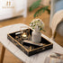Counter Hanobe Decorative Serving Tray Black: Imitation Marble Coffee Table Tray Decor with Handle Gold for Bar Ottoman