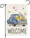 Welcome Spring Garden Flag 12x18 Double Sided Vertical Burlap Retro Truck Floral for Outdoor Decoration