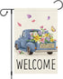 Welcome Spring Garden Flag 12x18 Double Sided Vertical Burlap Retro Truck Floral for Outdoor Decoration