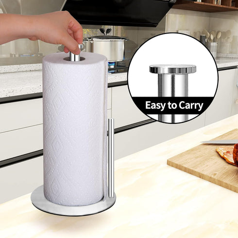 Paper Towel Holder Countertop - OBODING Stainless Steel Kitchen Paper Towel Stand for Organization, Silver
