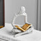 White Decor Reading Statue - Modern Abstract Thinker Sculptures - Resin Decorations