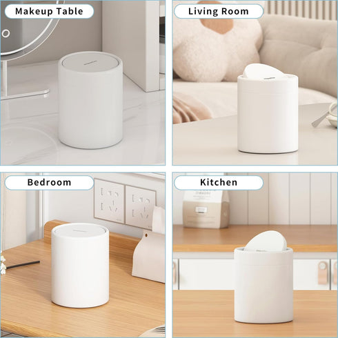 Desk,1.5L Countertop Mini Desk Trash Can with Lid for Brushed Stainless Steel Trash Can with Lid for Desktop Car Office