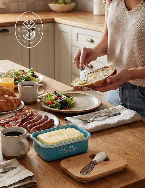 Countertop,Metal Butter Dish, Butter Dish with Lid for Butter Keeper with Stainless Steel Multipurpose Butter Knife