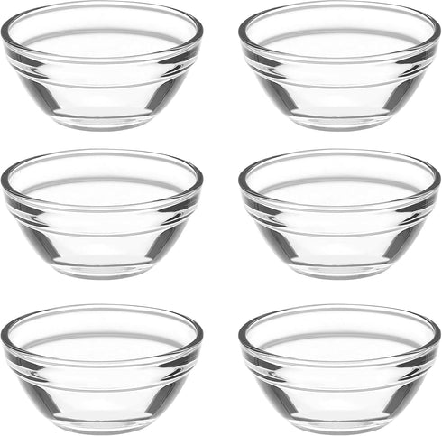 Small Pyrex Prep Mixing Bowls, 2.3x1.1 Inch - Stackable Glass Serving Bowls for Kitchen Prep, Dessert, Dips