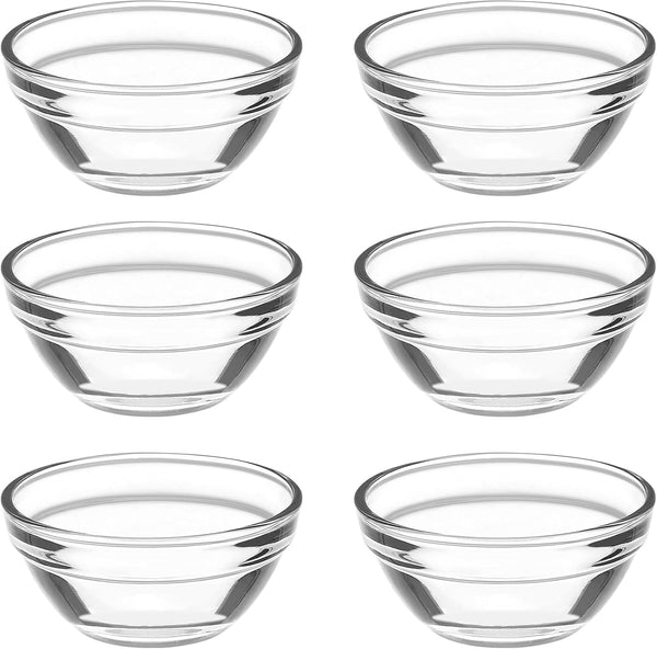 Small Pyrex Prep Mixing Bowls, 2.3x1.1 Inch - Stackable Glass Serving Bowls for Kitchen Prep, Dessert, Dips