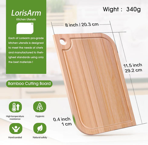 11.5"x 8" Small Bamboo Wood Cutting Board, Lightweight Wooden Fruit Cutting Board for Home