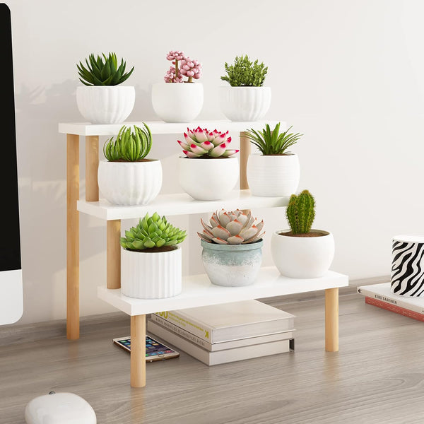 Windowsill Plant Stand Shelf 3 Tiers Desktop Organization and Storage Shelf Bathroom
