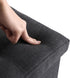 CUYOCA Storage Ottoman Cube Small Footrest Foldable Seat Foot Stools Square Tufted Ottoman Linen Black