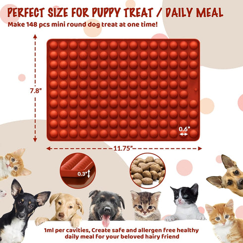 148 HKNMTT Mini Semi Sphere Shape Molds Silicone, Cavities Round Baking Moulds for Dog Treats Snack Candy Chocolate