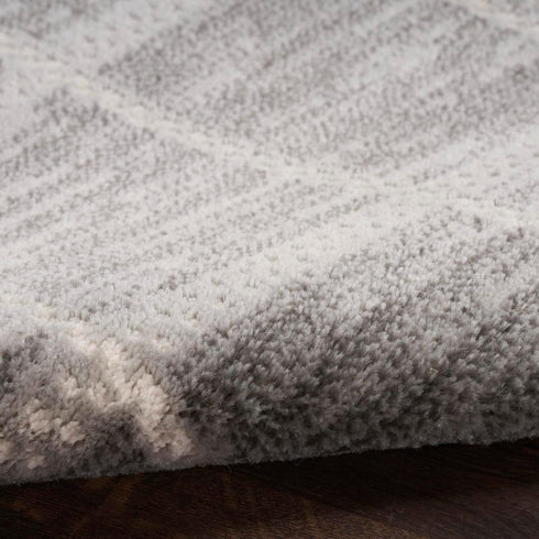 Nourison Serenity Home Contemporary Area Rug, Grey Ivory 2'2" x 7'6", Easy-Cleaning for Bedroom & Living Room