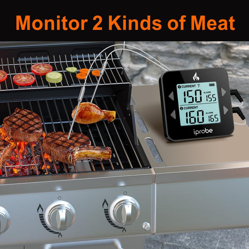 Dual Probe Digital Meat Thermometer - Waterproof, Rechargeable, Bright LCD, Magnetic for BBQ, Grill, Smoker, Oven