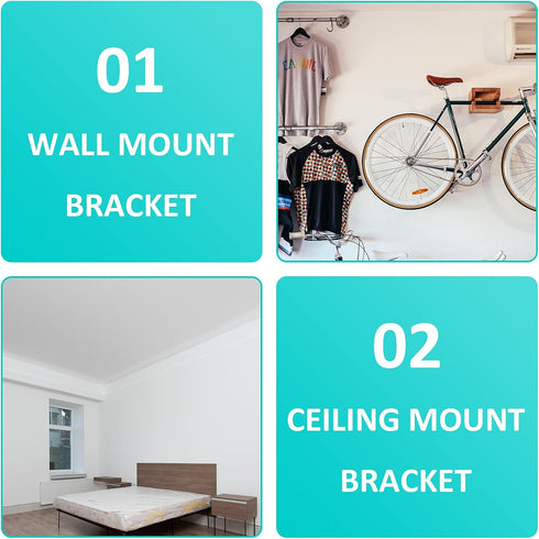 4Pcs Shower Curtain Closet Rod Holder - 1'' & 1-1/4'' Stainless Steel Ceiling Mount Pipe Flange Socket