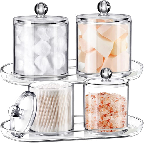 SheeChung Acrylic Vanity Tray, 2 Pack, Clear, 9.65 in x 4.5 in x 0.79 in, Catchall Tray, Countertop Sink Tray Dispenser, Sturdy Holder for Cabinet, Shelf, Cupboard, or Closet Organization by SheeChung