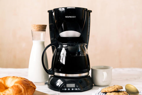 8-Cup Programmable, Mixpresso Drip Coffee Maker Coffee Pot Machine Including Reusable & Removable Coffee Filter, Black