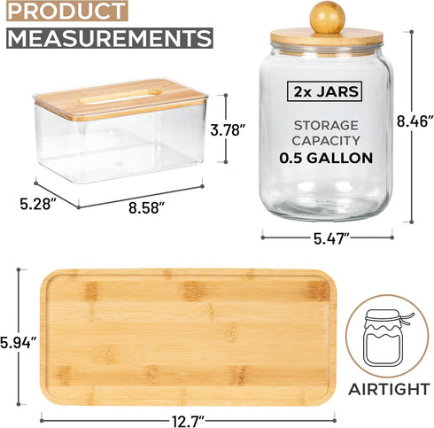 ELECNEST Glass Laundry Jars with Airtight Lids - Kitchen & Laundry Room Organization Containers with Dryer Sheet