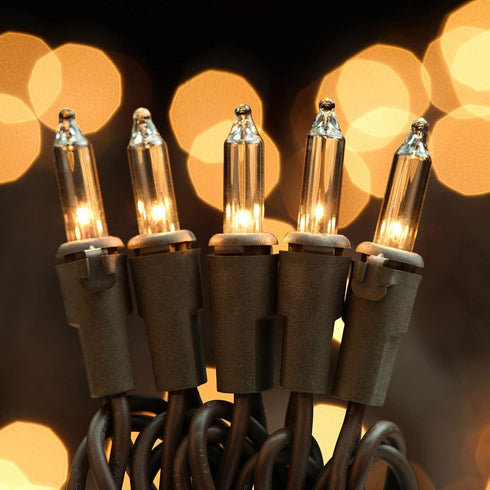 YULETIME Clear Christmas Lights with Brown Wire, 66 Feet 200 Count, Pack of 2 Sets 33 Ft Mini Light Set