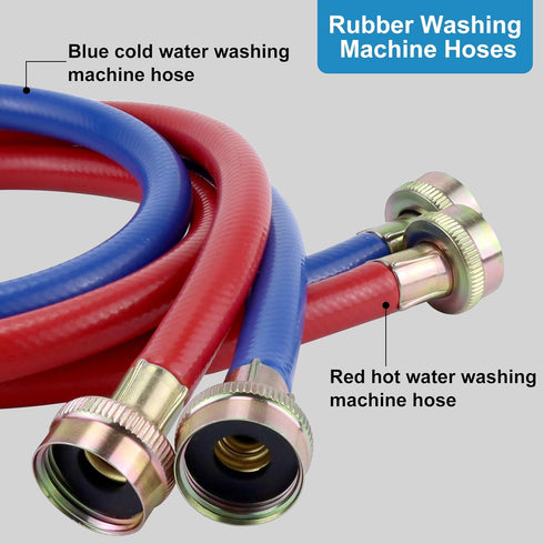 12FT Rubber Washing Machine Hoses, 3/4 Connection Supply Lines for Hot and Cold Water, 2 Packs by MIFLUS