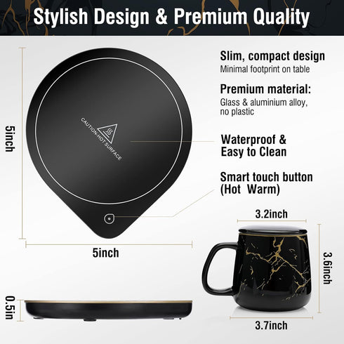 NBBRDDN Set, 2 Settings, Set Coffee Mug Warmer & Mug Coffee Cup Warmer with Temperature Electric Coffee Warmer for Desk
