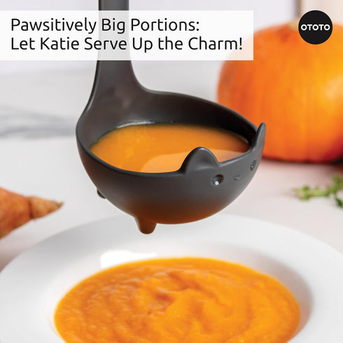 NEW!! OTOTO Katie Cat Soup Ladle - Black Cat Cooking Gift, Cute Kitchen Accessories, Funny Gadgets (Katie Cat)