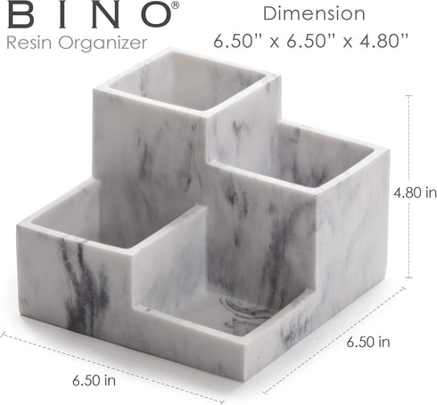 BINO Multi Purpose 4 Compartment Organizer - Make up Organizer for Vanity - Makeup Holders for Bathroom - Toiletry Organizer Countertop - Toothbrush and Bathroom Accessories Holder - Matte Marble by BINO
