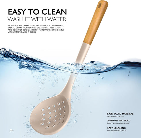 Large Silicone Cooking Utensils Set: Heat Resistant Kitchen Gadgets for Non-Stick Cookware