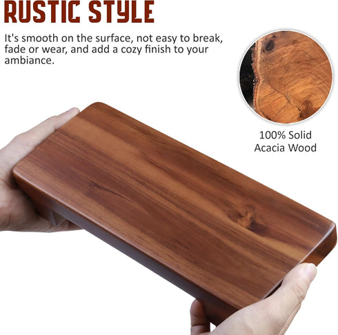 9.8x4 Inches, 100% Counter Acacia Wood Pedestal Soap Stand Solid Wood Riser, Rustic Candle Plant Holder, Soap Dish