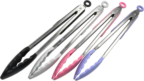 Chef Craft Premium Silicone Cooking Tongs - 12 inch, Pink Kitchen Utensil