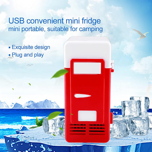 LED Mini USB Refrigerator for Bedroom, Car Mini Fridge, Can Refrigerate and Heat Drinks, Red