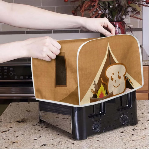 chaqlin Toaster Covers, 2 Slice Wide Slot, Cute Brown Toast Print, Machine Washable Bread Maker Cover