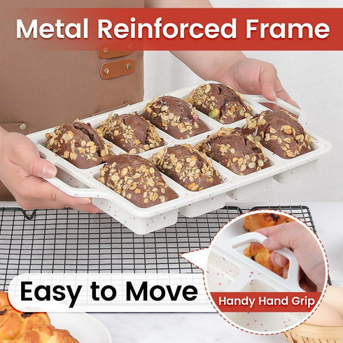 CAKETIME Mini Loaf Pans, Silicone Mini Bread Loaf Pans with Metal Reinforced Frame, 2 Pack for Baking, Confetti